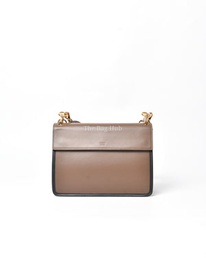 Fendi Brown/Black Leather Kan I F Logo Shoulder Bag