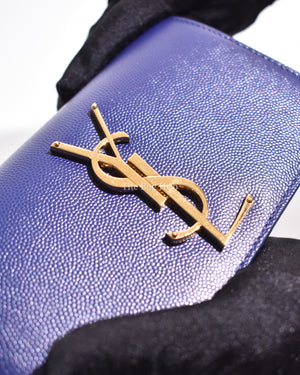 Saint Laurent Blue Grain Leather De Poudre Classic Kate Monogram Satchel  Small Bag