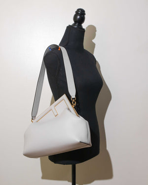 Fendi Light Gray Leather Fendi First Medium Bag