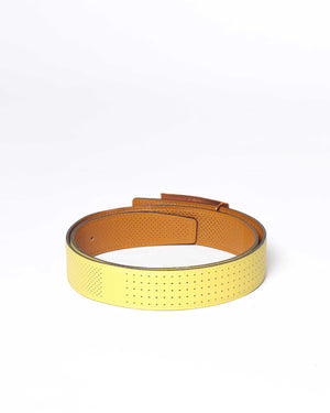 Hermes Poussin/Gold Perforated Reversible Belt 32mm with Collier De Chien Buckle RGHW Size 85