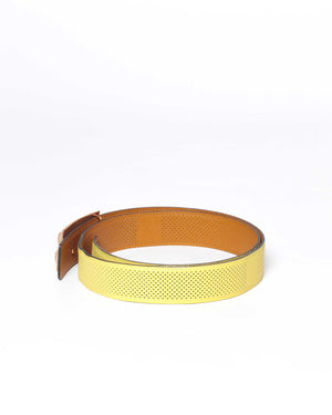 Hermes Poussin/Gold Perforated Reversible Belt 32mm with Collier De Chien Buckle RGHW Size 85