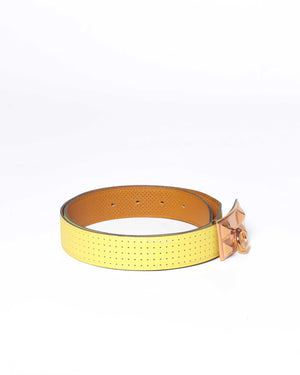 Hermes Poussin/Gold Perforated Reversible Belt 32mm with Collier De Chien Buckle RGHW Size 85