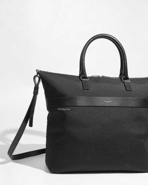 Saint Laurent Black Canvas & Leather Tote Bag-1