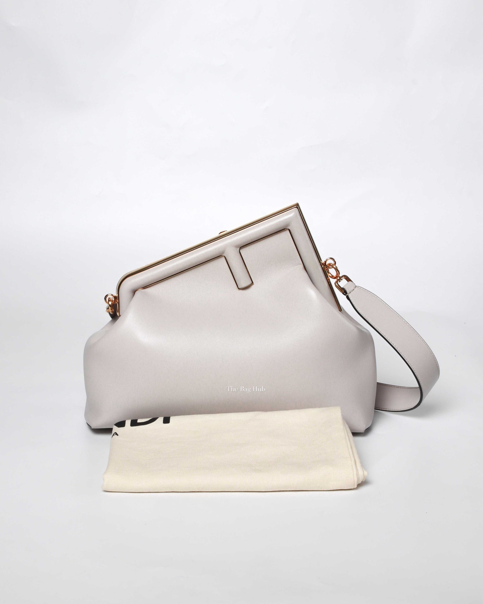 Fendi Light Gray Leather Fendi First Medium Bag