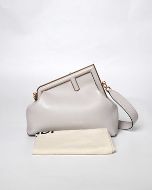 Fendi Light Gray Leather Fendi First Medium Bag