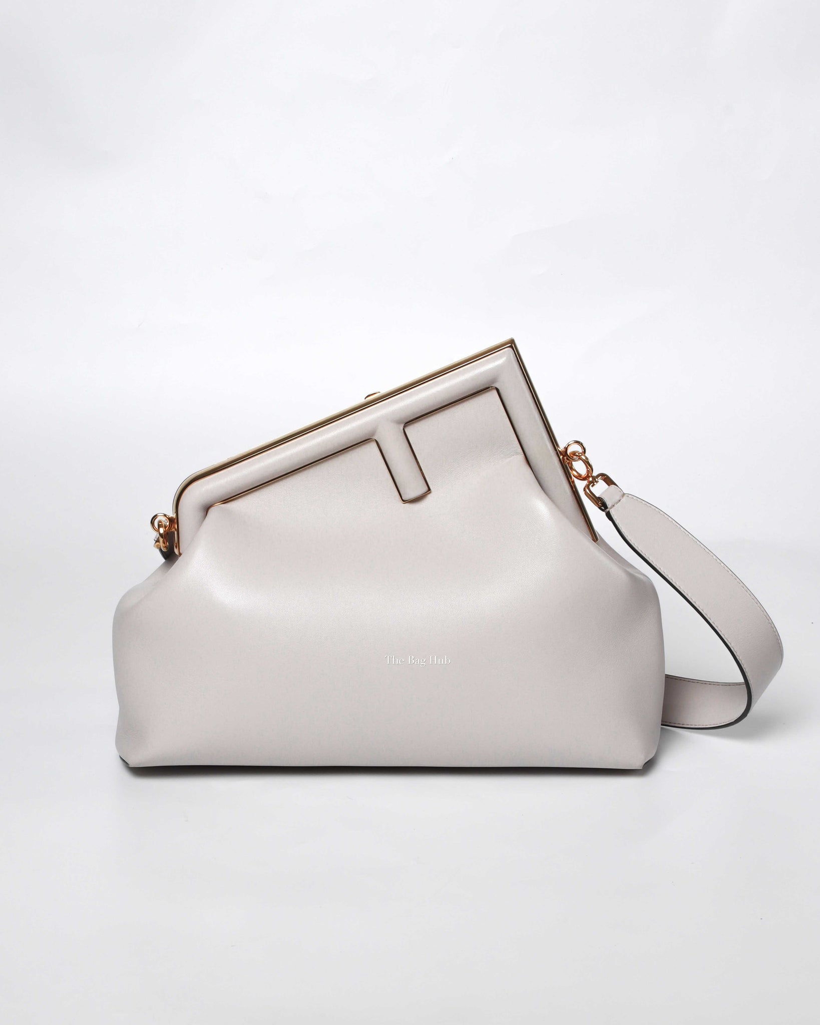 Fendi Light Gray Leather Fendi First Medium Bag