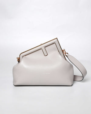 Fendi Light Gray Leather Fendi First Medium Bag