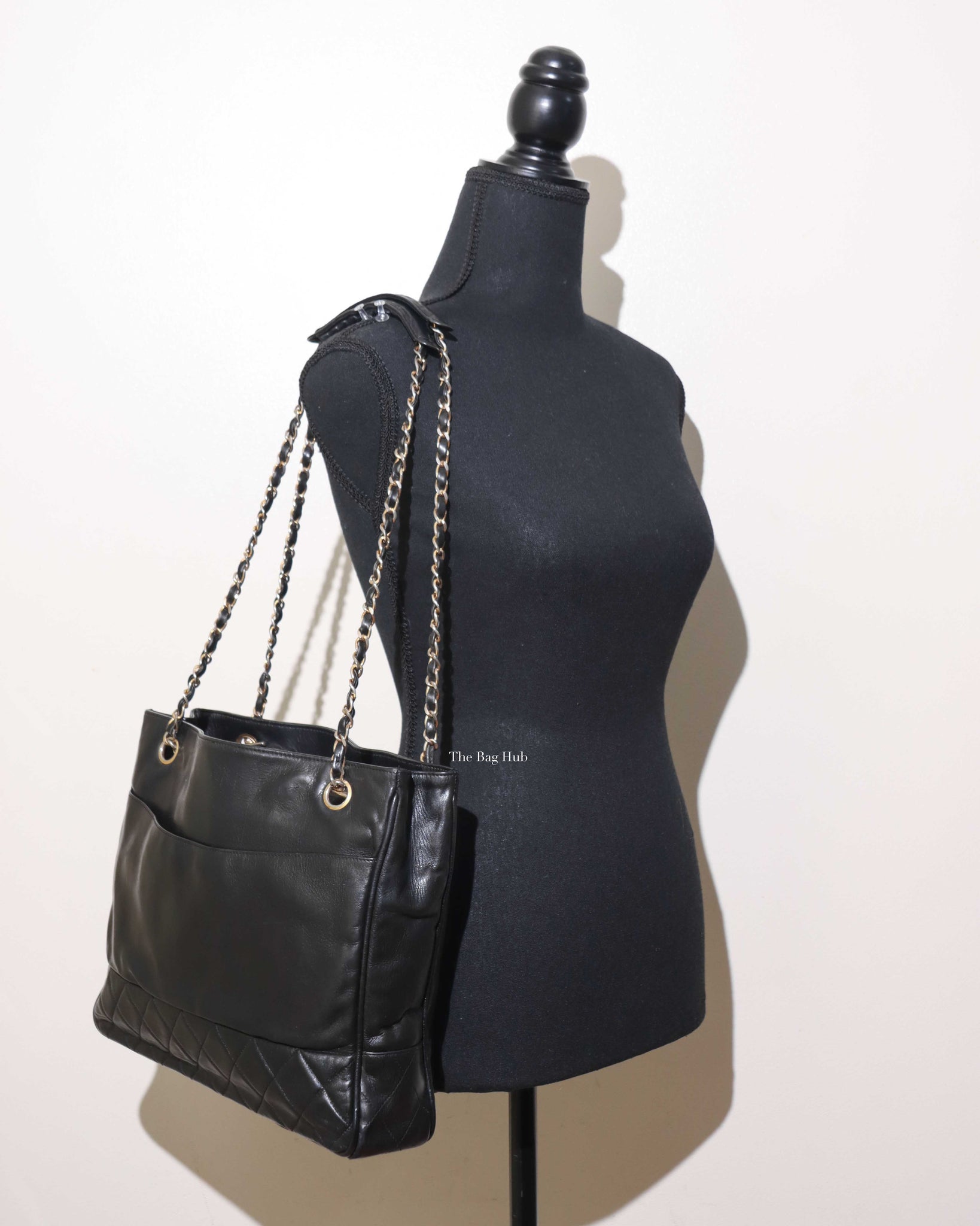 Chanel Black Lambskin Vintage Quilted Tote Bag GHW
