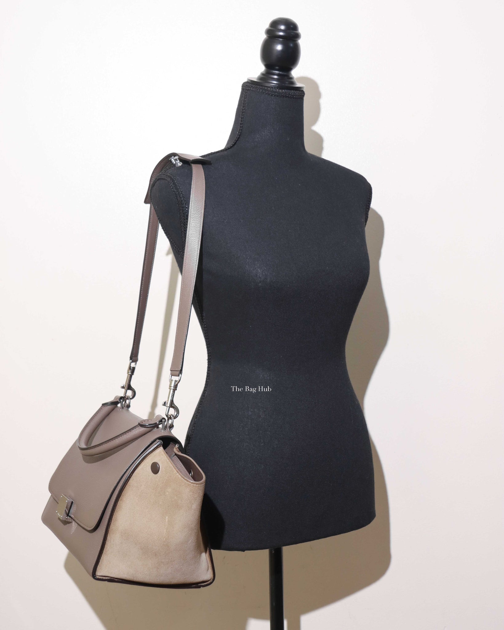 Celine Grey/Beige Drummed Leather/Suede Small Trapeze Bag