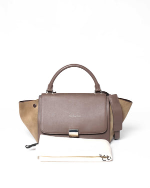 Celine Grey/Beige Drummed Leather/Suede Small Trapeze Bag
