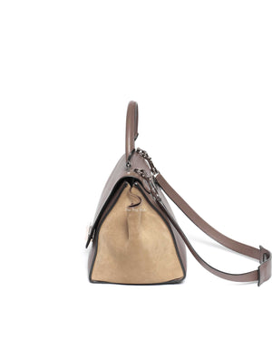 Celine Grey/Beige Drummed Leather/Suede Small Trapeze Bag