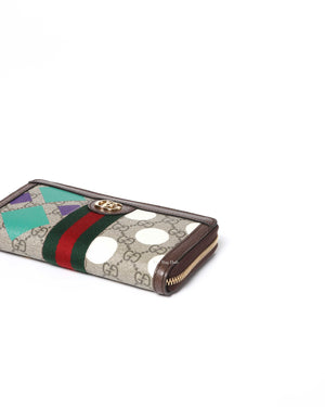 Gucci Brown GG Supreme Multicolor Centum Ophidia Continental Wallet