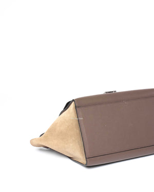 Celine Grey/Beige Drummed Leather/Suede Small Trapeze Bag