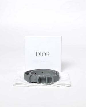 Dior Matte Grey Calfskin Saddle Belt 90CM