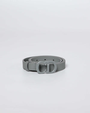 Dior Matte Grey Calfskin Saddle Belt 90CM