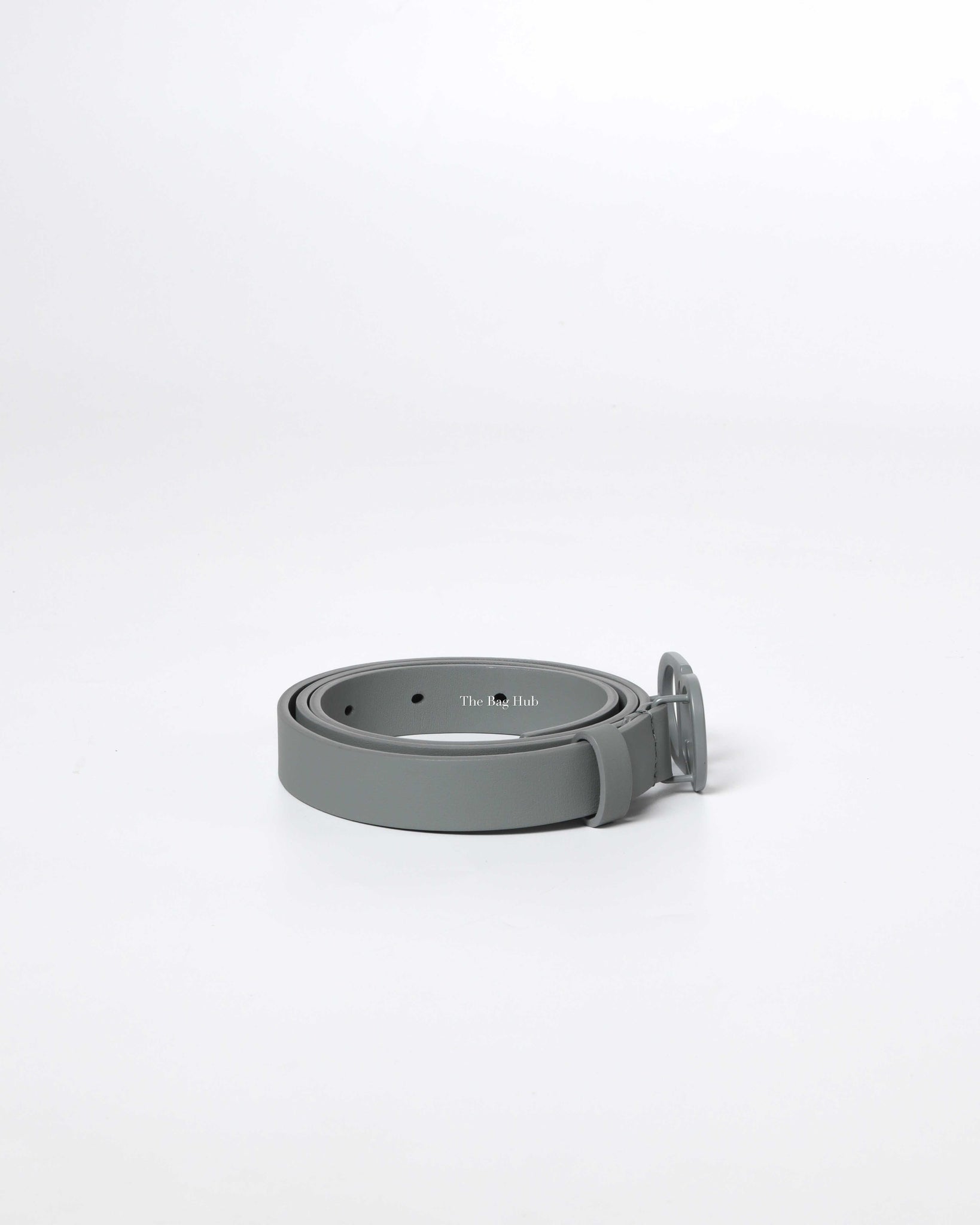 Dior Matte Grey Calfskin Saddle Belt 90CM
