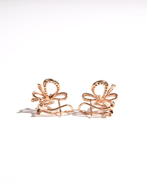 18K Rose Gold Diamond Ribbon Stud Earrings