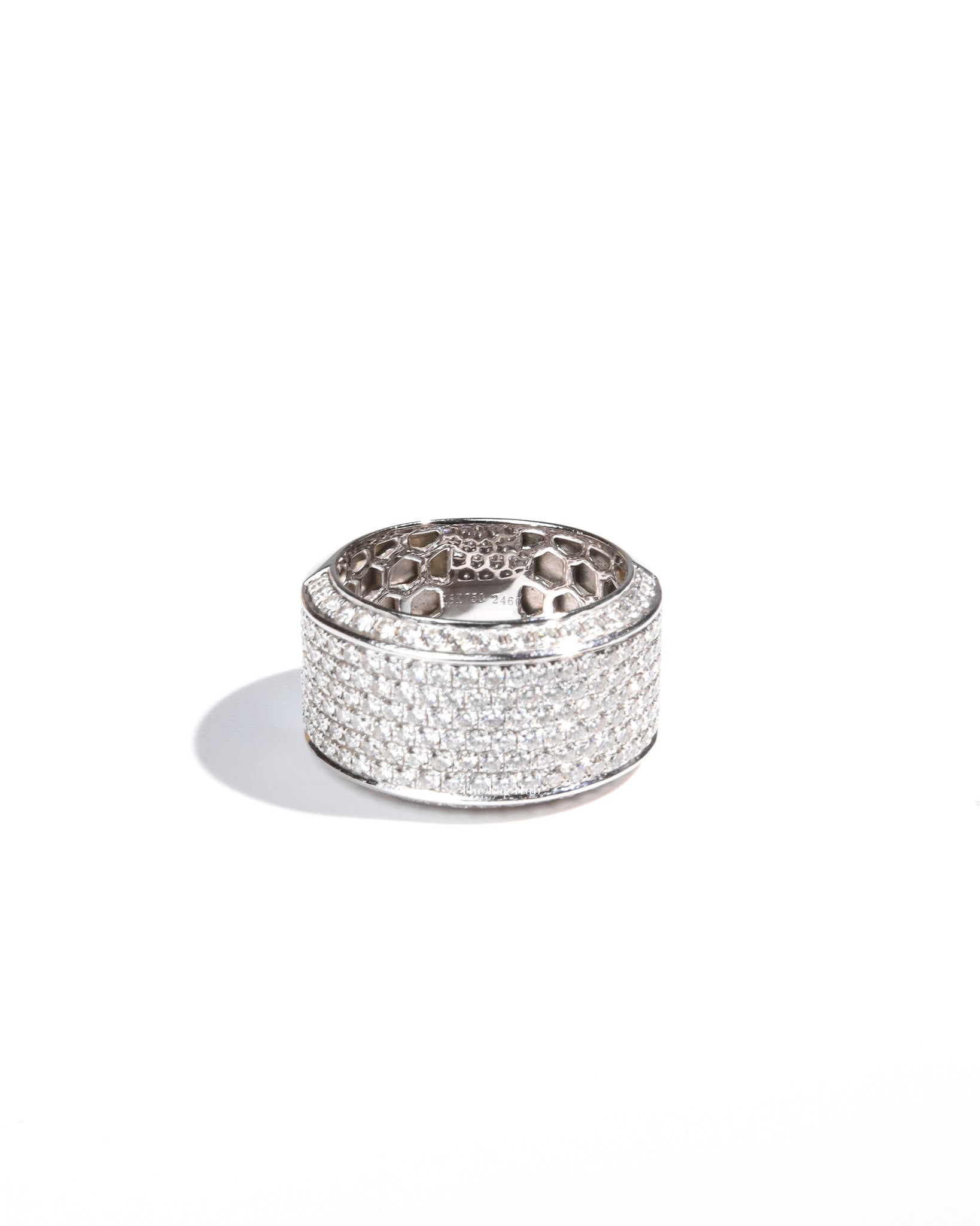 18K White Gold Diamond Chunky Ring Size 6