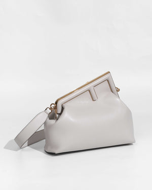 Fendi Light Gray Leather Fendi First Medium Bag