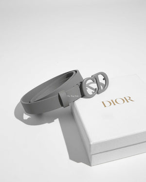 Dior Matte Grey Calfskin Saddle Belt 90CM