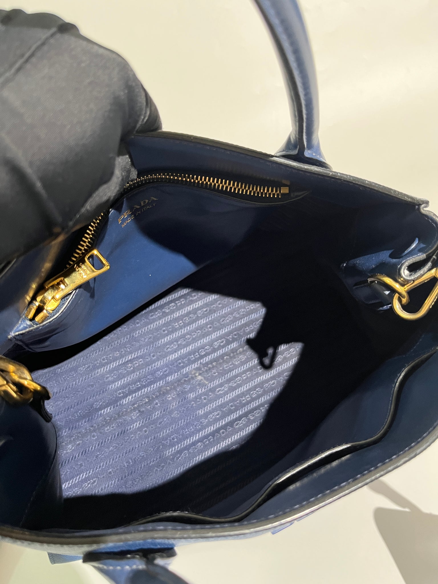 Prada Blue Saffiano Leather Monochrome Bag