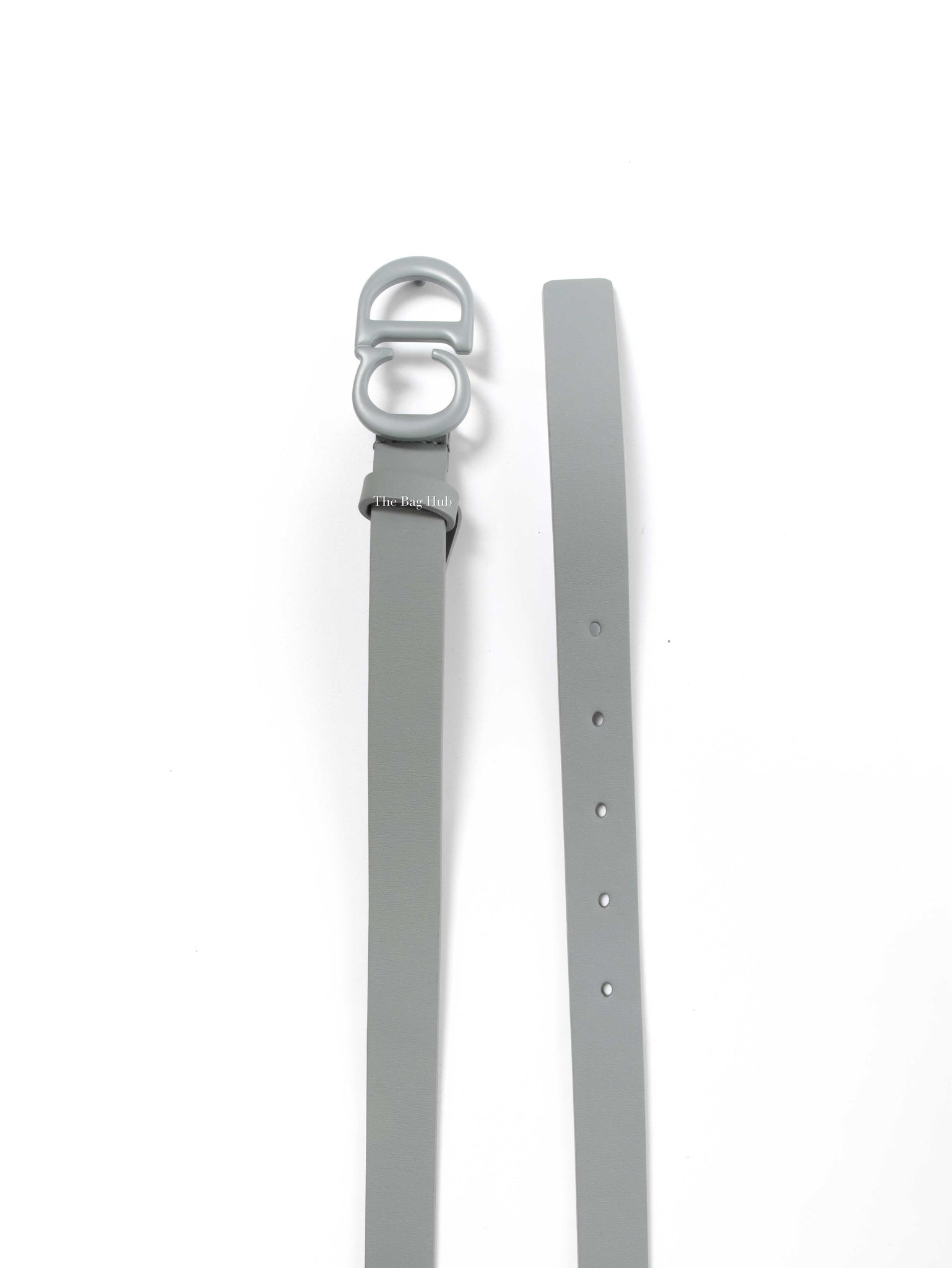 Dior Matte Grey Calfskin Saddle Belt 90CM