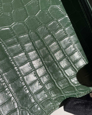 Saint Laurent Green Croc Embossed Leather Medium Sunset Shoulder Bag-19