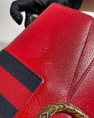 Gucci Red Web Dionysus Shoulder Flap Bag with Two-Toned Hardware-15