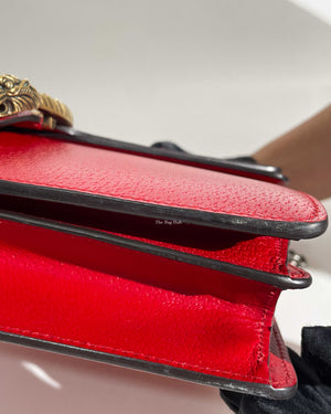 Gucci Red Web Dionysus Shoulder Flap Bag with Two-Toned Hardware-17