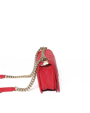 Chanel Red Chevron Caviar Old Medium Le Boy GHW