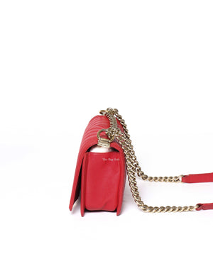 Chanel Red Chevron Caviar Old Medium Le Boy GHW
