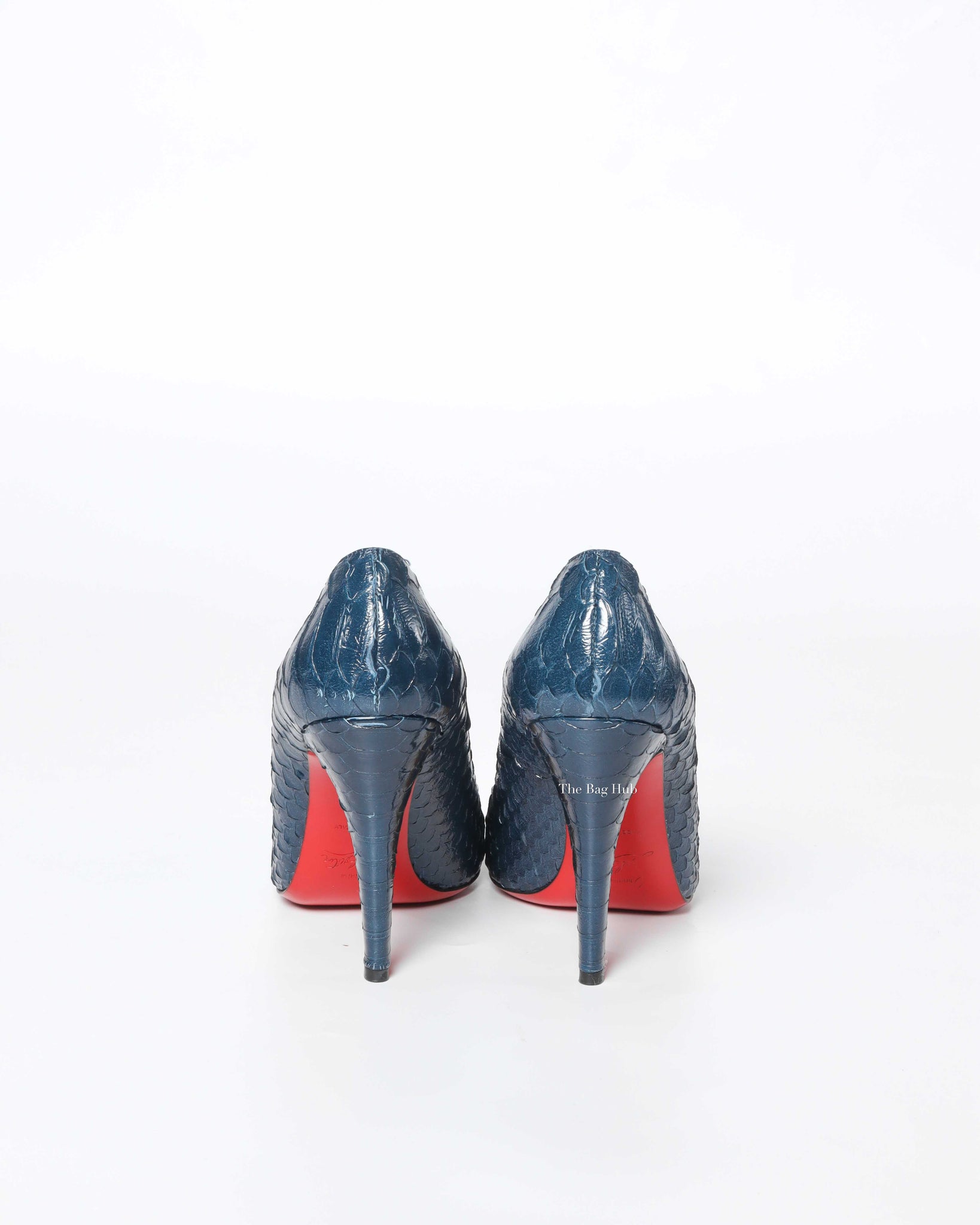 Christian Louboutin Navy Blue Python Simple Pumps Size 37.5