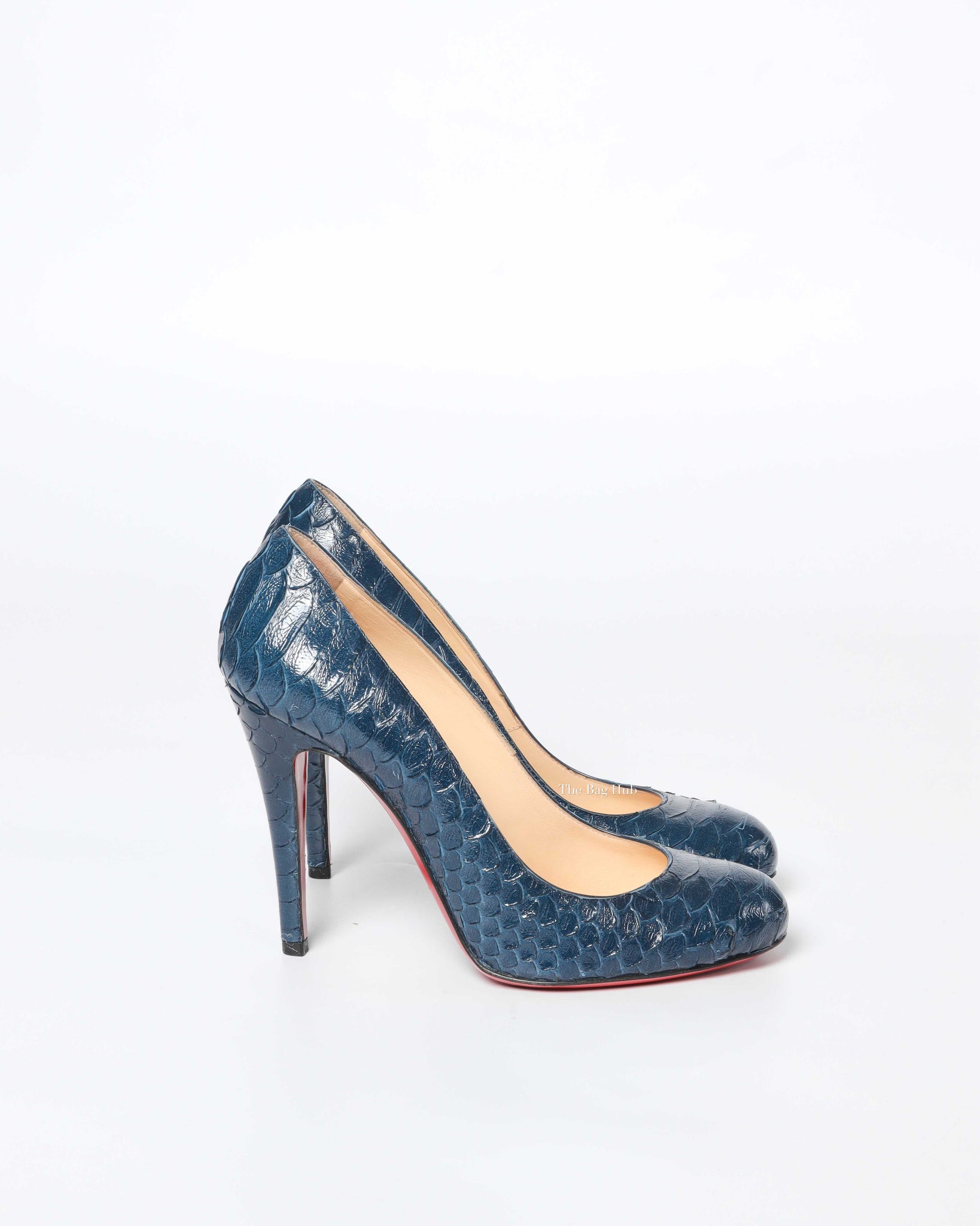 Christian Louboutin Navy Blue Python Simple Pumps Size 37.5