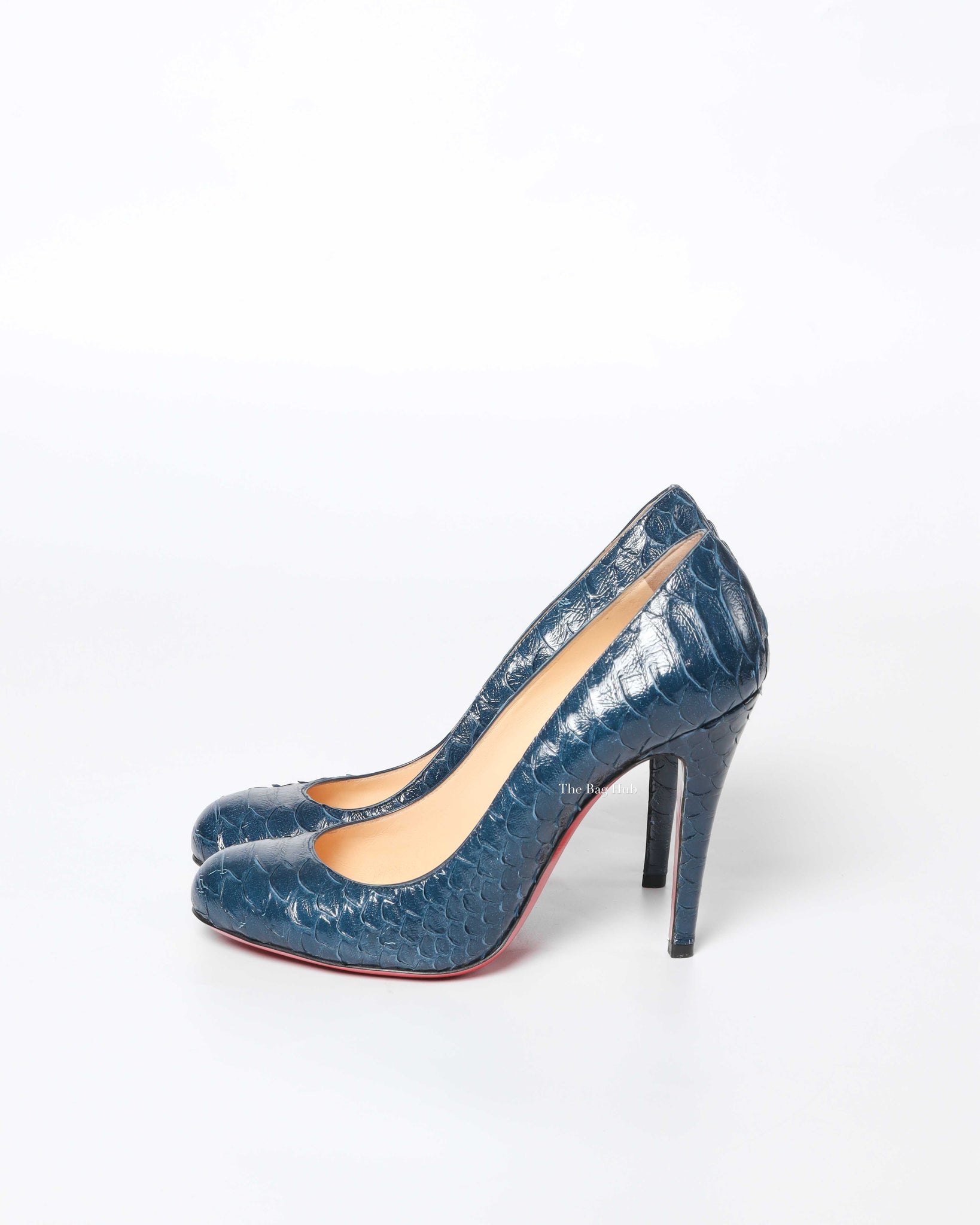Christian Louboutin Navy Blue Python Simple Pumps Size 37.5