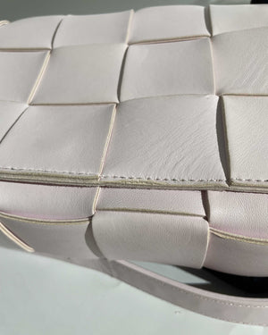 Bottega Veneta Light Pink Intrecciato Leather Medium Cassette Shoulder Bag