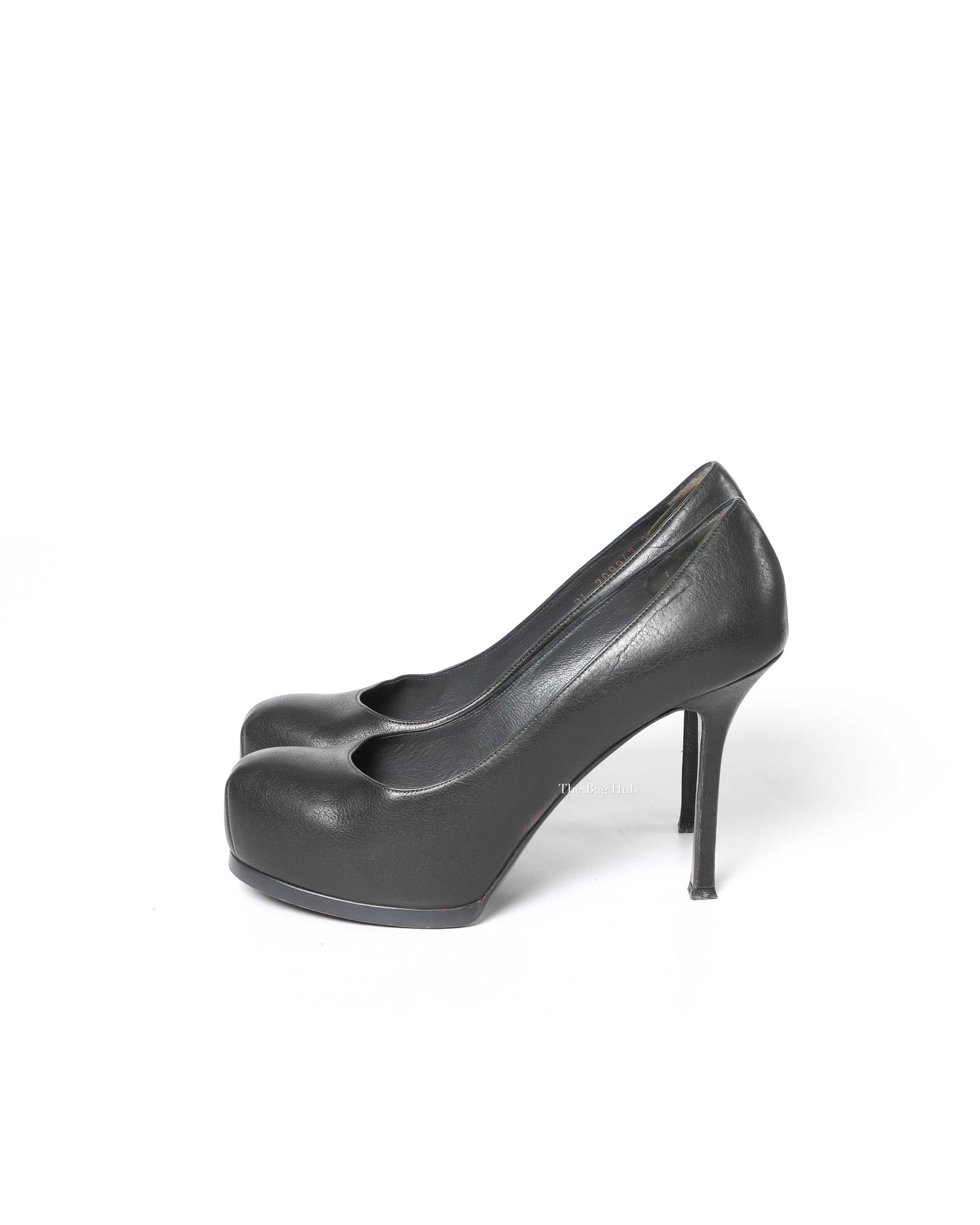 Saint Laurent Dark Grey Leather Tribtoo Pumps Size 36