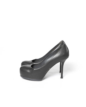 Saint Laurent Dark Grey Leather Tribtoo Pumps Size 36