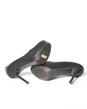 Saint Laurent Dark Grey Leather Tribtoo Pumps Size 36
