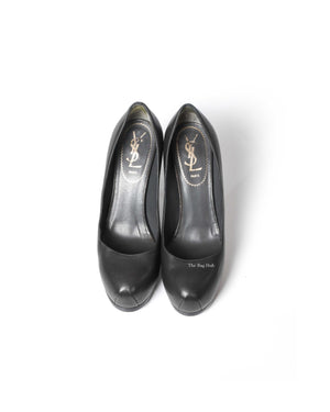 Saint Laurent Dark Grey Leather Tribtoo Pumps Size 36