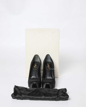 Saint Laurent Black Satin Tribtoo Pumps Size 36