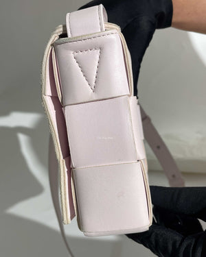 Bottega Veneta Light Pink Intrecciato Leather Medium Cassette Shoulder Bag