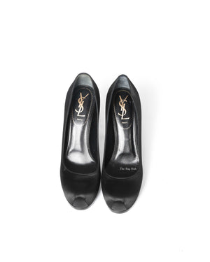 Saint Laurent Black Satin Tribtoo Pumps Size 36