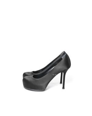 Saint Laurent Black Satin Tribtoo Pumps Size 36