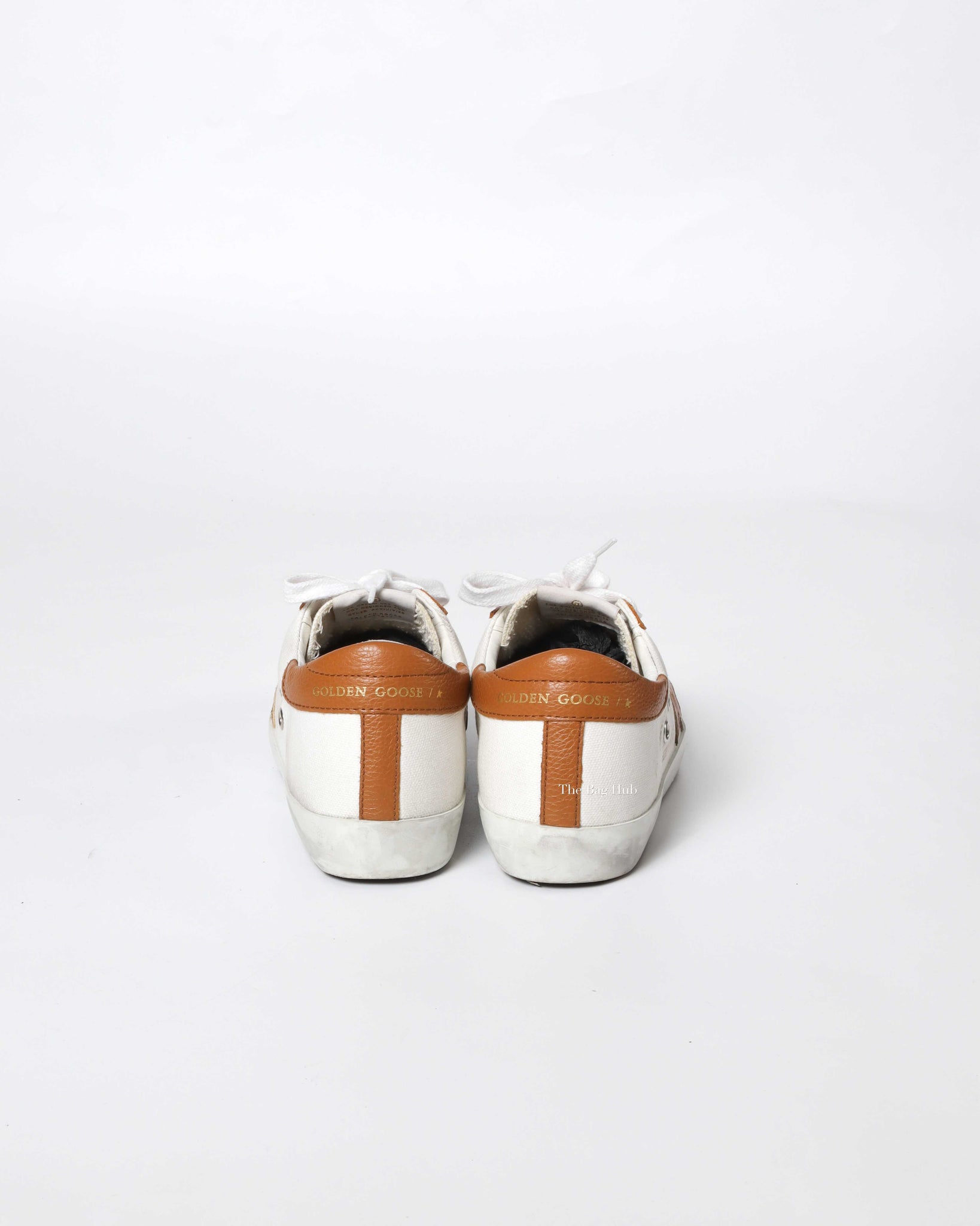 Golden Goose White/Brown Canvas/Drummed Leather Heeltab Superstar Classic w/ List Sneakers Size 35