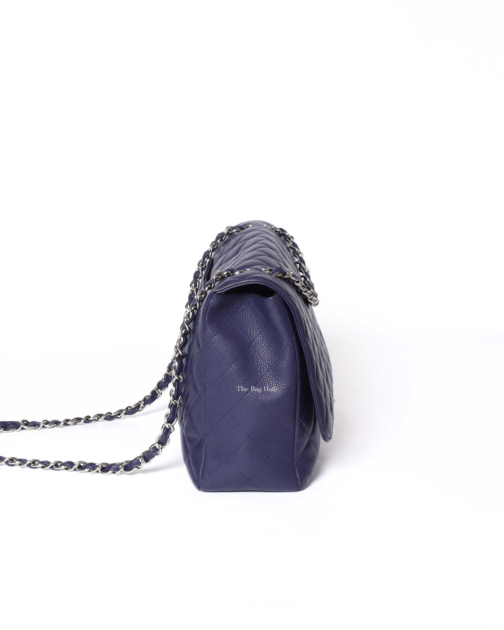 Chanel Navy Blue Caviar Classic Maxi Single Flap Bag SHW