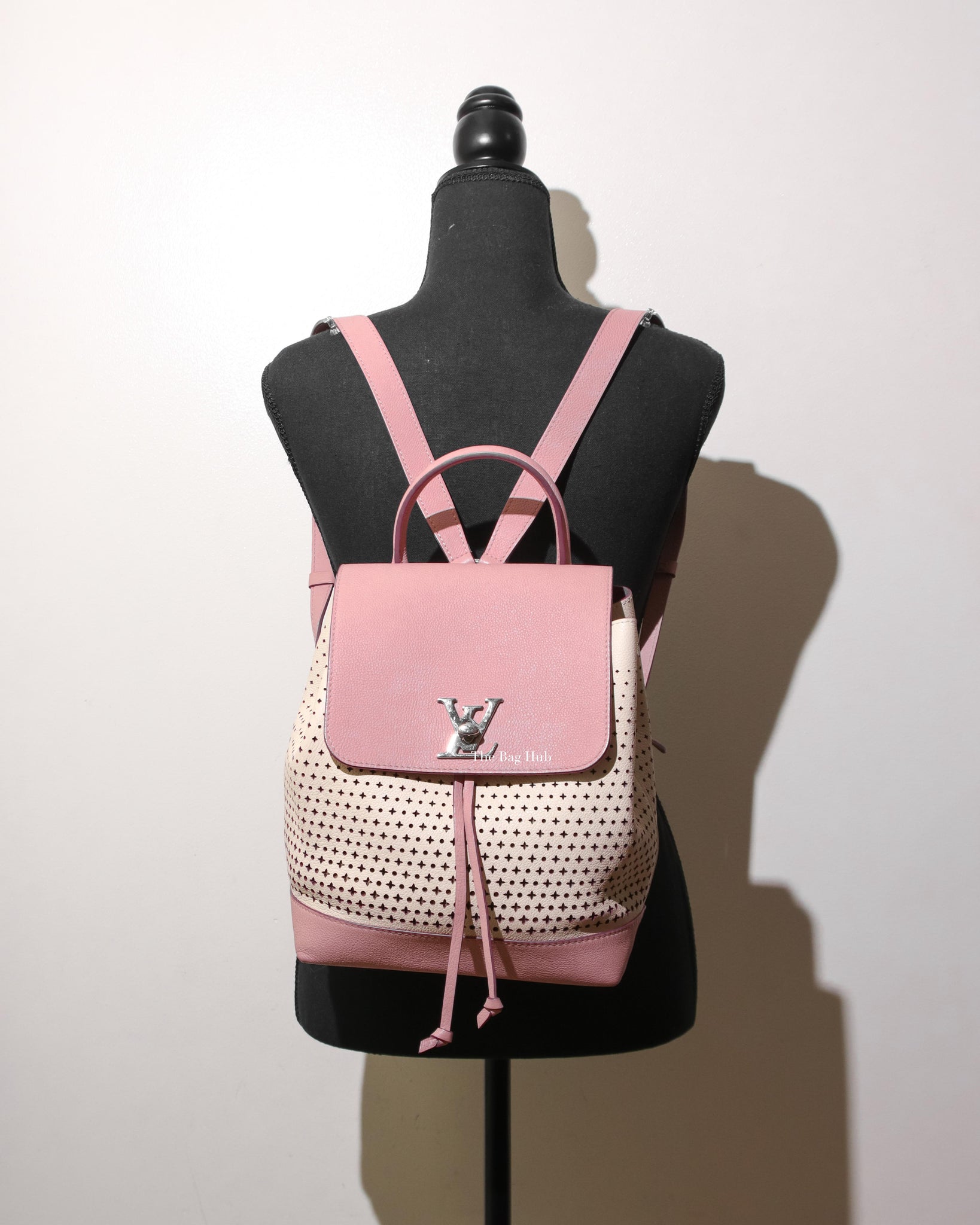 Louis Vuitton Pink/White LockMe Perforated Backpack-12