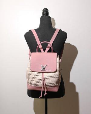 Louis Vuitton Pink/White LockMe Perforated Backpack-12