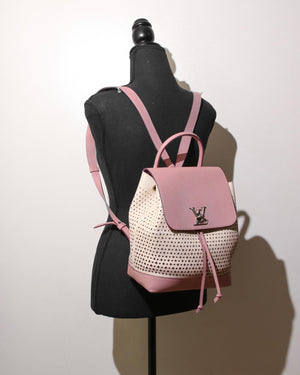 Louis Vuitton Pink/White LockMe Perforated Backpack-13