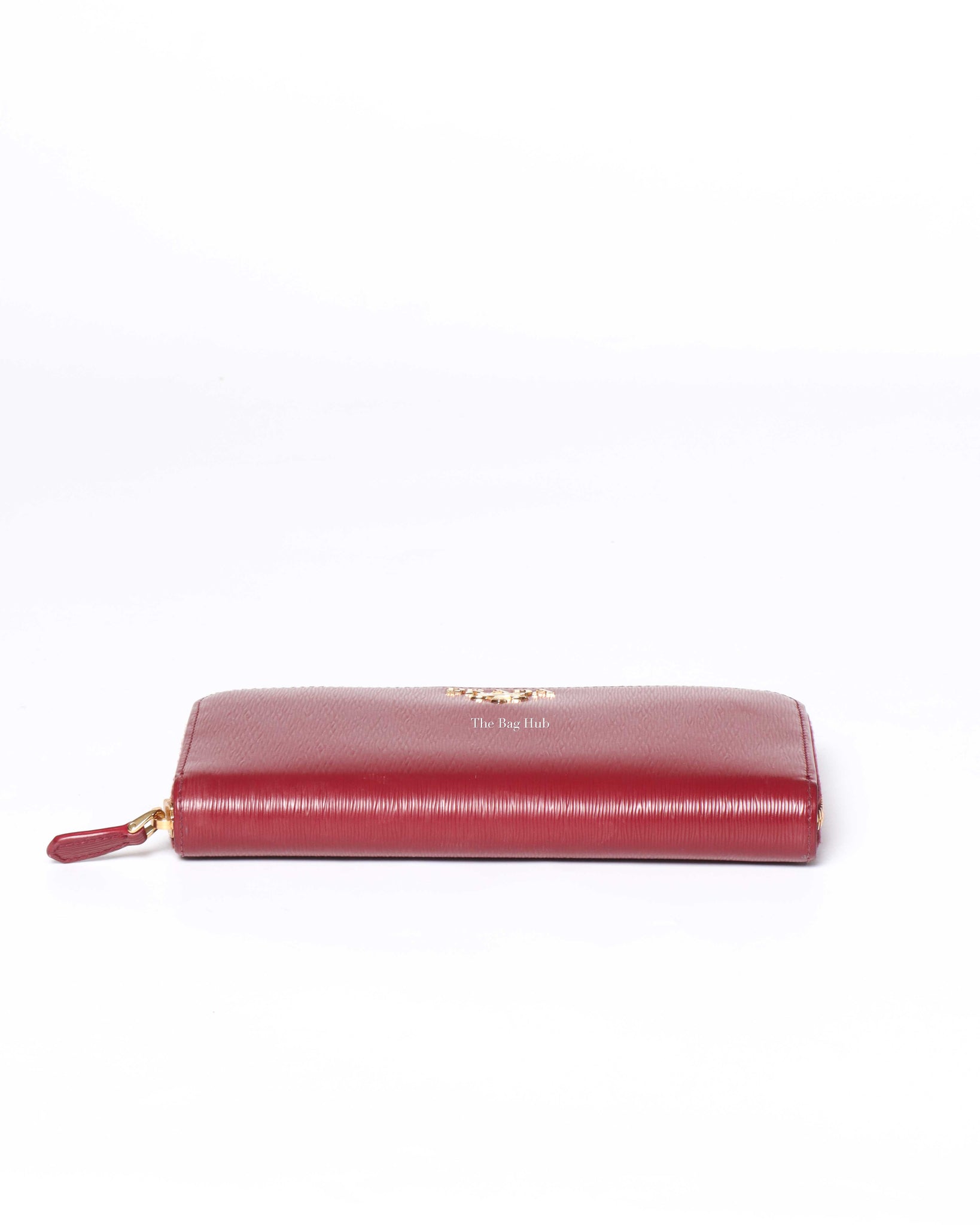 Prada Rubino Vitello Move Zipped Around Wallet 1ML506