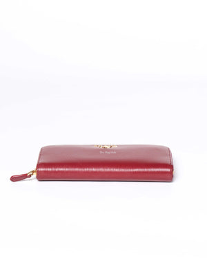 Prada Rubino Vitello Move Zipped Around Wallet 1ML506